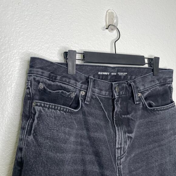 Old Navy Jeans Mens Size 32x30 Black Faded Straight Taper Denim Dark Wash - Picture 12 of 16